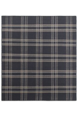 Navy Plaid Flatweave Designer Rug
